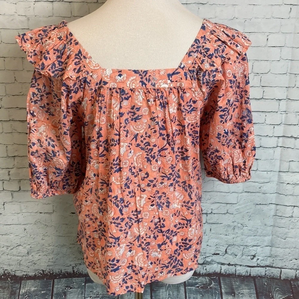Cleobella Mariana Floral Positano Organic Cotton Blouse S Boho Romantic Feminine